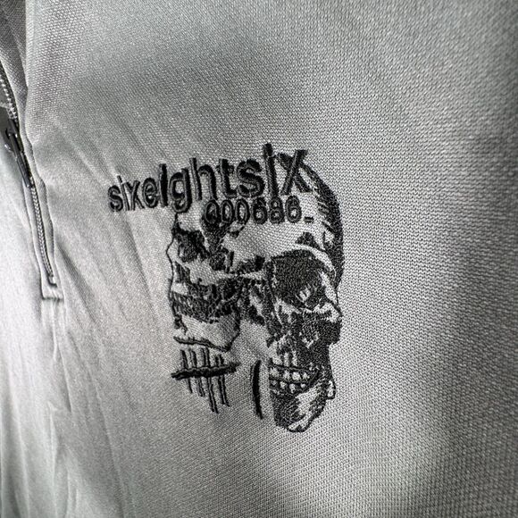 686 Performance Dry 1/4 Zip Pullover Sweater Mens Size Large Green Skulls Mesh - Picture 5 of 11